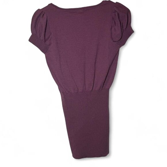 Poof Apparel Small Plum Short Sleeve Fitted Top NWT Basic - Picture 3 of 5